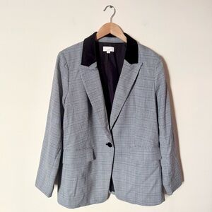 Loft Houndstooth Plaid Black and White Jacket Blazer